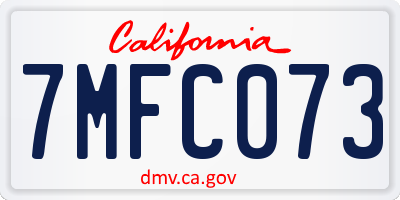 CA license plate 7MFC073