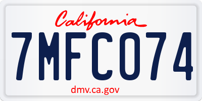 CA license plate 7MFC074