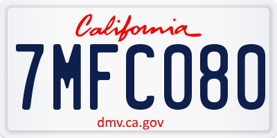 CA license plate 7MFC080