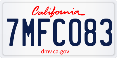 CA license plate 7MFC083