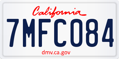 CA license plate 7MFC084