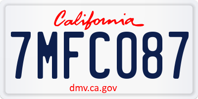 CA license plate 7MFC087