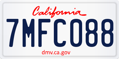 CA license plate 7MFC088