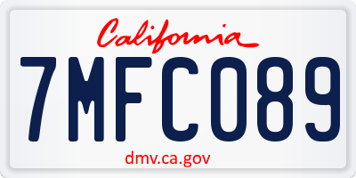 CA license plate 7MFC089