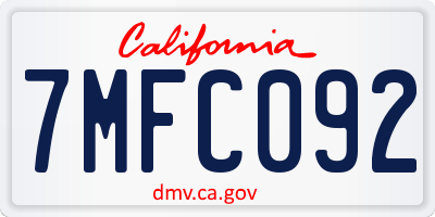 CA license plate 7MFC092