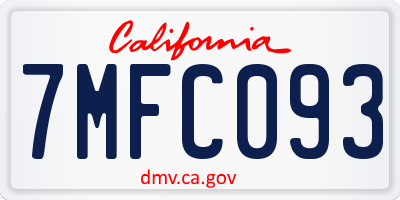 CA license plate 7MFC093
