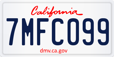 CA license plate 7MFC099