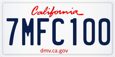 CA license plate 7MFC100