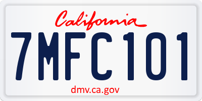 CA license plate 7MFC101