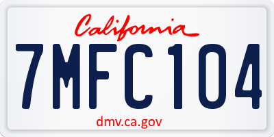 CA license plate 7MFC104