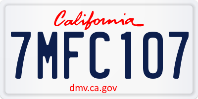 CA license plate 7MFC107
