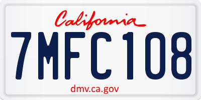 CA license plate 7MFC108