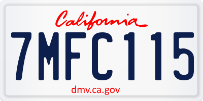 CA license plate 7MFC115