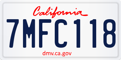 CA license plate 7MFC118