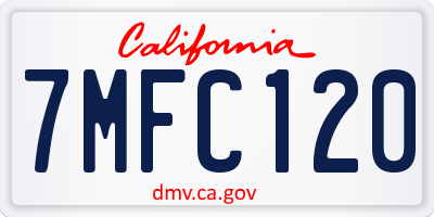 CA license plate 7MFC120