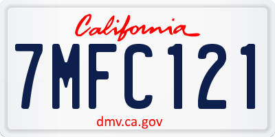 CA license plate 7MFC121