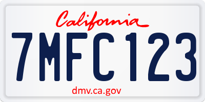 CA license plate 7MFC123