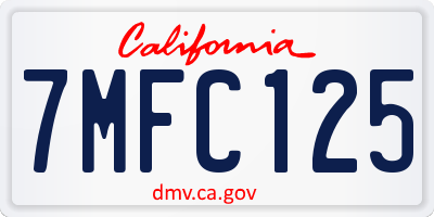 CA license plate 7MFC125