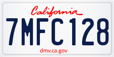 CA license plate 7MFC128