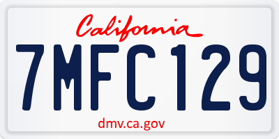 CA license plate 7MFC129