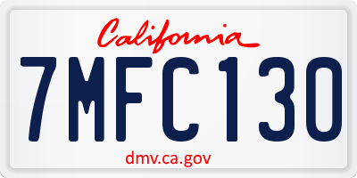 CA license plate 7MFC130