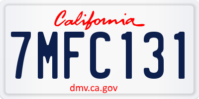 CA license plate 7MFC131