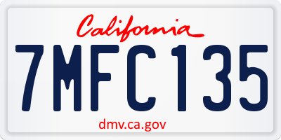 CA license plate 7MFC135