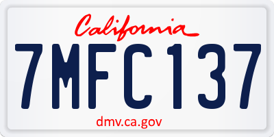 CA license plate 7MFC137