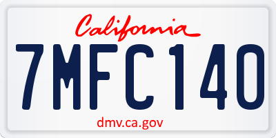 CA license plate 7MFC140