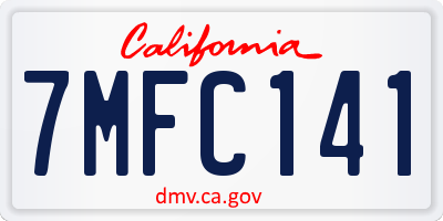 CA license plate 7MFC141