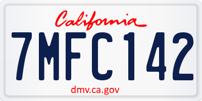 CA license plate 7MFC142