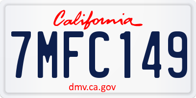 CA license plate 7MFC149