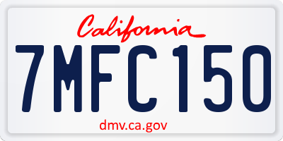 CA license plate 7MFC150