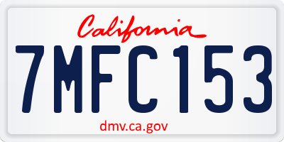 CA license plate 7MFC153