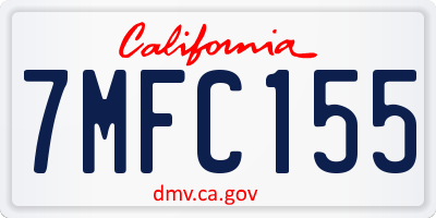 CA license plate 7MFC155