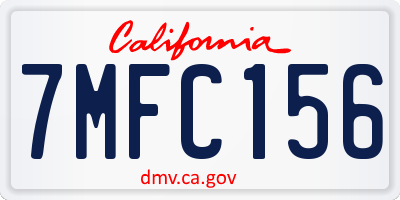 CA license plate 7MFC156