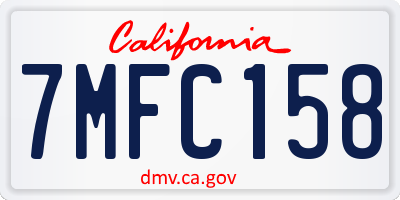 CA license plate 7MFC158