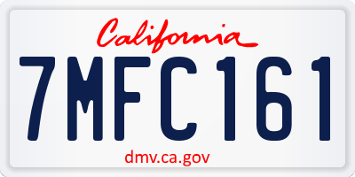 CA license plate 7MFC161