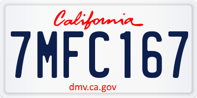 CA license plate 7MFC167