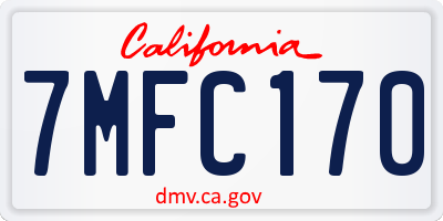 CA license plate 7MFC170