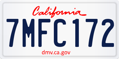 CA license plate 7MFC172