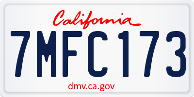 CA license plate 7MFC173