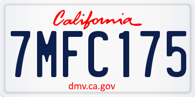 CA license plate 7MFC175