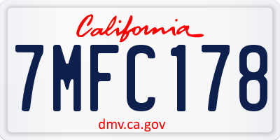 CA license plate 7MFC178