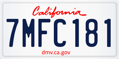 CA license plate 7MFC181