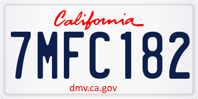 CA license plate 7MFC182