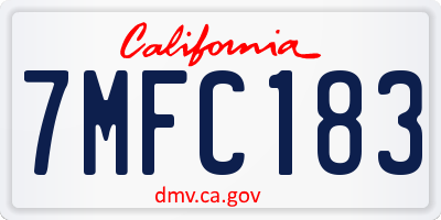 CA license plate 7MFC183