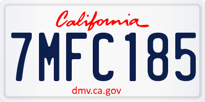 CA license plate 7MFC185