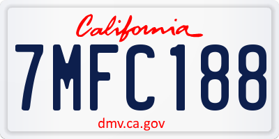 CA license plate 7MFC188