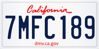 CA license plate 7MFC189